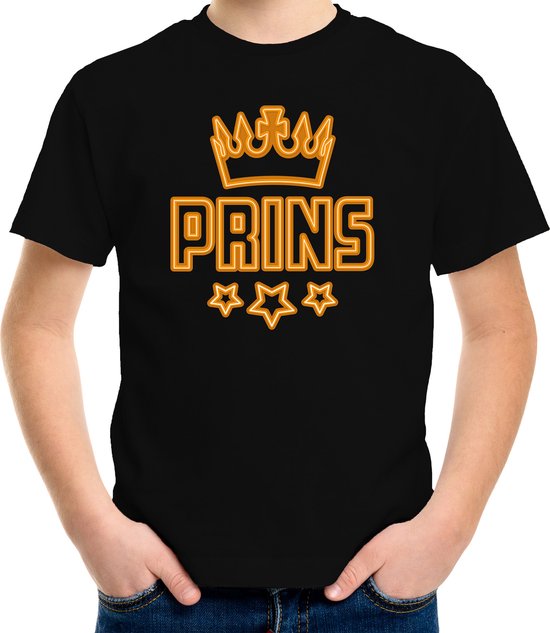 T-shirt Bellatio Decorations King's Day - prince - pour garçon - noir avec orange 158/164