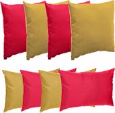 Hesperide Canapé/décoration/coussins de jardin - intérieur/extérieur - 8x pièces - rouge et jaune - en 2 tailles