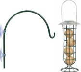 Silo de mangeoire à oiseaux - debout-suspendu - métal 27cm - crochet de fenêtre inclus - 16cm - Mangeoire à oiseaux