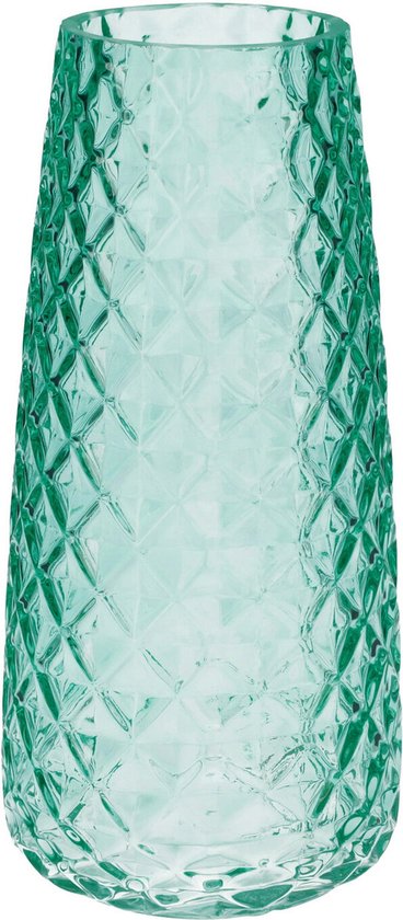 Bellatio Design Bloemenvaas - groen - transparant glas - D10 x H21 cm - vaas