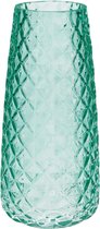 Bellatio Design Bloemenvaas - groen - transparant glas - D10 x H21 cm - vaas