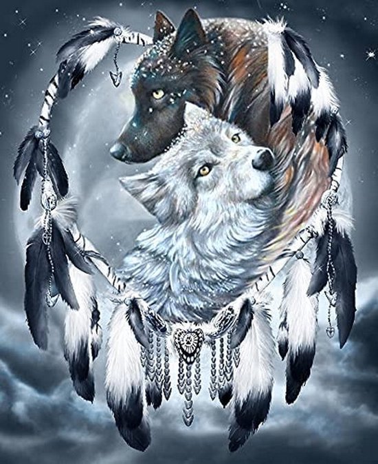DOMROM Diamond Painting, Wolf Diamond Painting Erwachsene Kinder Diamond Painting Set, Tier Diamant Malerei Kit Farbe Diamond Art Erwachsene für Home Wand Dekor 30x40cm