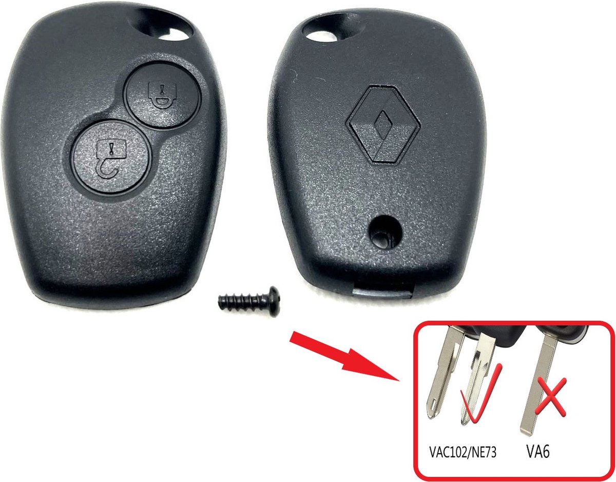 Autosleutel behuizing 2 knoppen geschikt voor Renault Kangoo / Renault  Master /... | bol.com