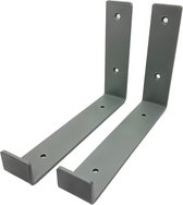 Maison DAM 2x Plankdrager L vorm up - Wandsteun – 20cm – Mat grijs - Incl. bevestigingsmateriaal + schroefbit