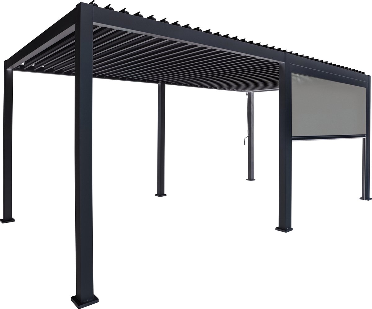 Mirador Pull Down Zijscherm - 300 cm - Antraciet - Zijscherm voor Mirador terrasoverkapping - Voor meer privacy, beschutting, schaduw onder uw overkapping