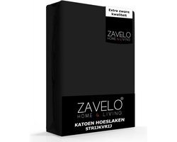 Zavelo Hoeslaken Katoen Strijkvrij Zwart-Twijfelaar (120x200 cm) - Hoogwaardige Kwaliteit - Rondom Elastisch - Perfecte Pasvorm