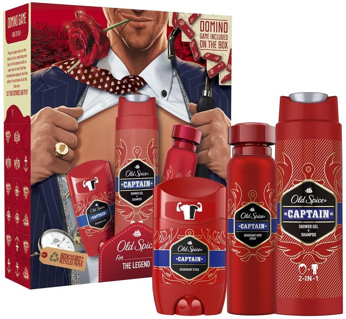 Goedkoopste Old Spice - Cadeauset 50 ml Stick 150ml Deo 250ml S/gel & Shampoo - The Gentleman Captain