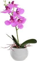 Items Orchidee bloemen kunstplant in witte bloempot - roze bloemen - H29 cm