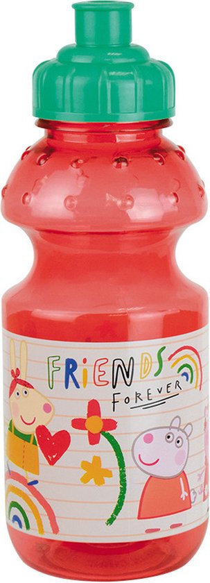 Peppa Pig drinkfles/drinkbeker/bidon met drinktuitje - roze - kunststof - 350 ml