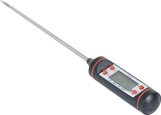 Brauch TP200- Thermometer - Keukenthermometer - RVS - Voedsel Melk, Vlees, BBQ, Water, Zwart Rood - Oven - Brauch