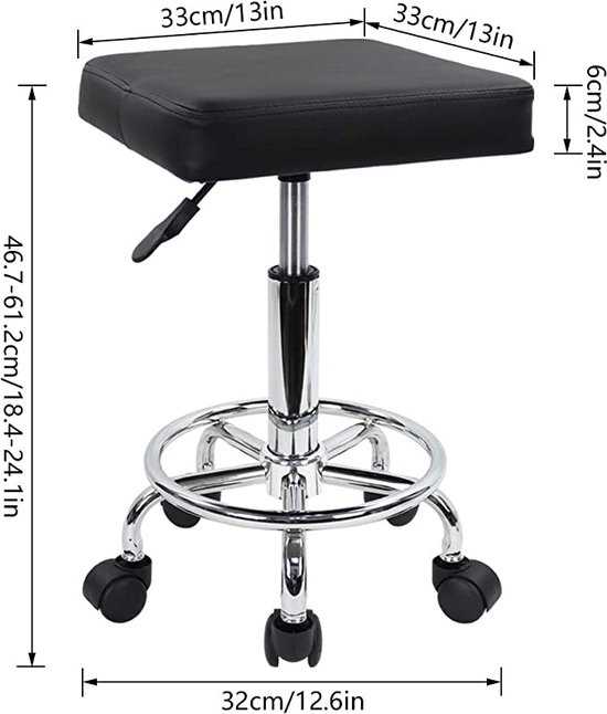 Tabouret roulant Chaise à bascule Tabouret de travail à dossier