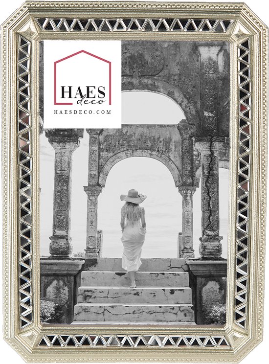 HAES DECO - Fotolijst 10x15 - Farm Living - kleur Zilverkleurig, formaat 13x2x18 cm , voor foto 10x15 cm