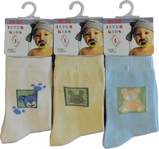 Baby / kinder sokjes animal - 19/20 - unisex - 90% katoen - naadloos - 12 PAAR - chaussettes socks
