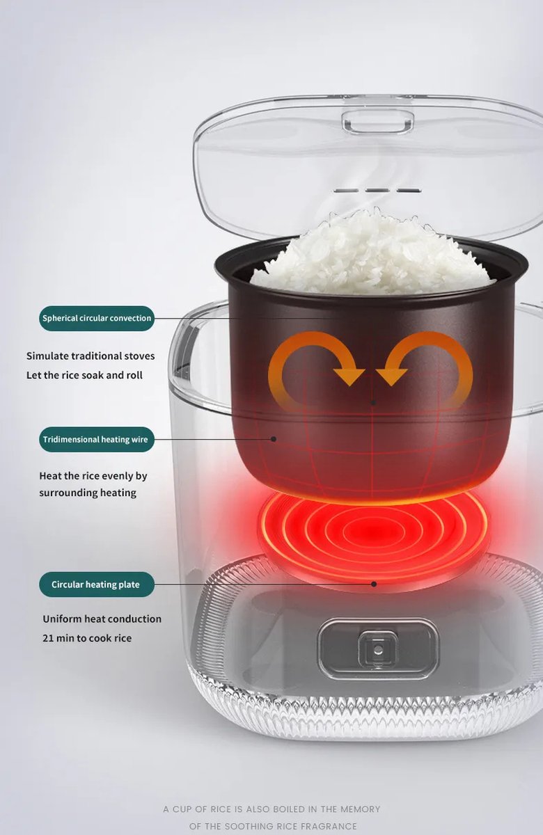 Cuiseur à Riz Mini cuiseur à Riz Vapeur 1.0L-220V-600W Omelette
