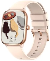 NIEUW2023 Quint Smartwatch - Full HD Touchscreen 1.9" - Belfunctie - Smartwatch Dames - iOS en Android - Sporthorloge - Stappenteller en Hartslagmeter - Lange Batterijduur - Rosé Goud / Roze - Nederlandstalig