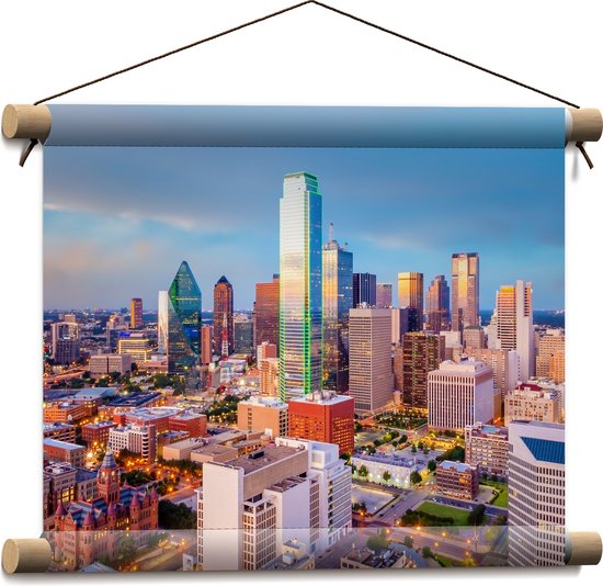Textielposter - Uitzicht op Gebouwen in Dallas, Texas - 40x30 cm Foto op Textiel