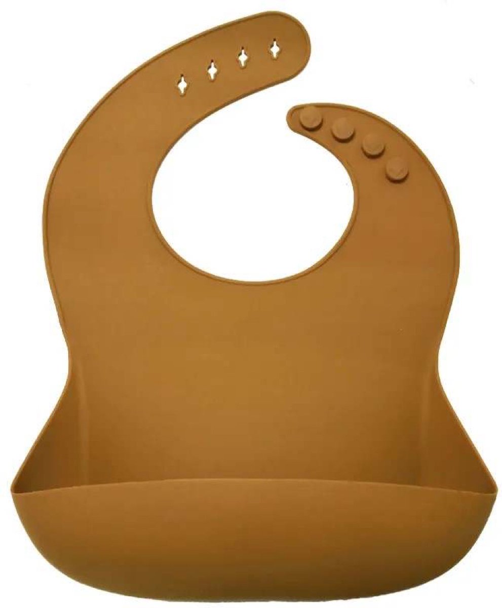 Goedkoopste Il Bambini - slabbetje baby - kinderslab - siliconen slabbetje - slabbetje met opvangbak - verstelbaar - Clay - bruin