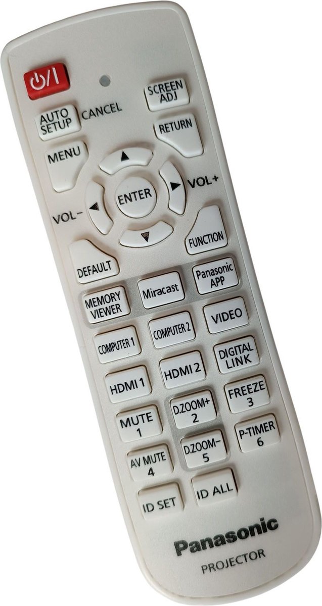 Afstandsbediening geschikt voor de PANASONIC PT-VW545N beamer, vervangt N2QAYA000146