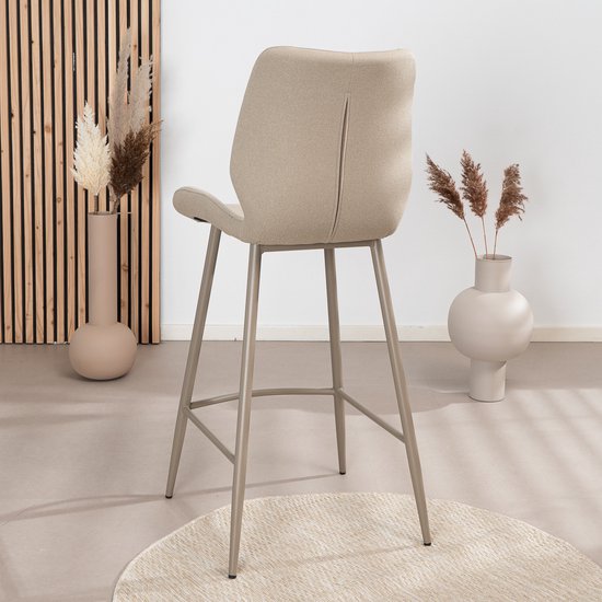 Bronx71® Tabouret de bar scandinave Jena taupe tissu recyclé 69 cm