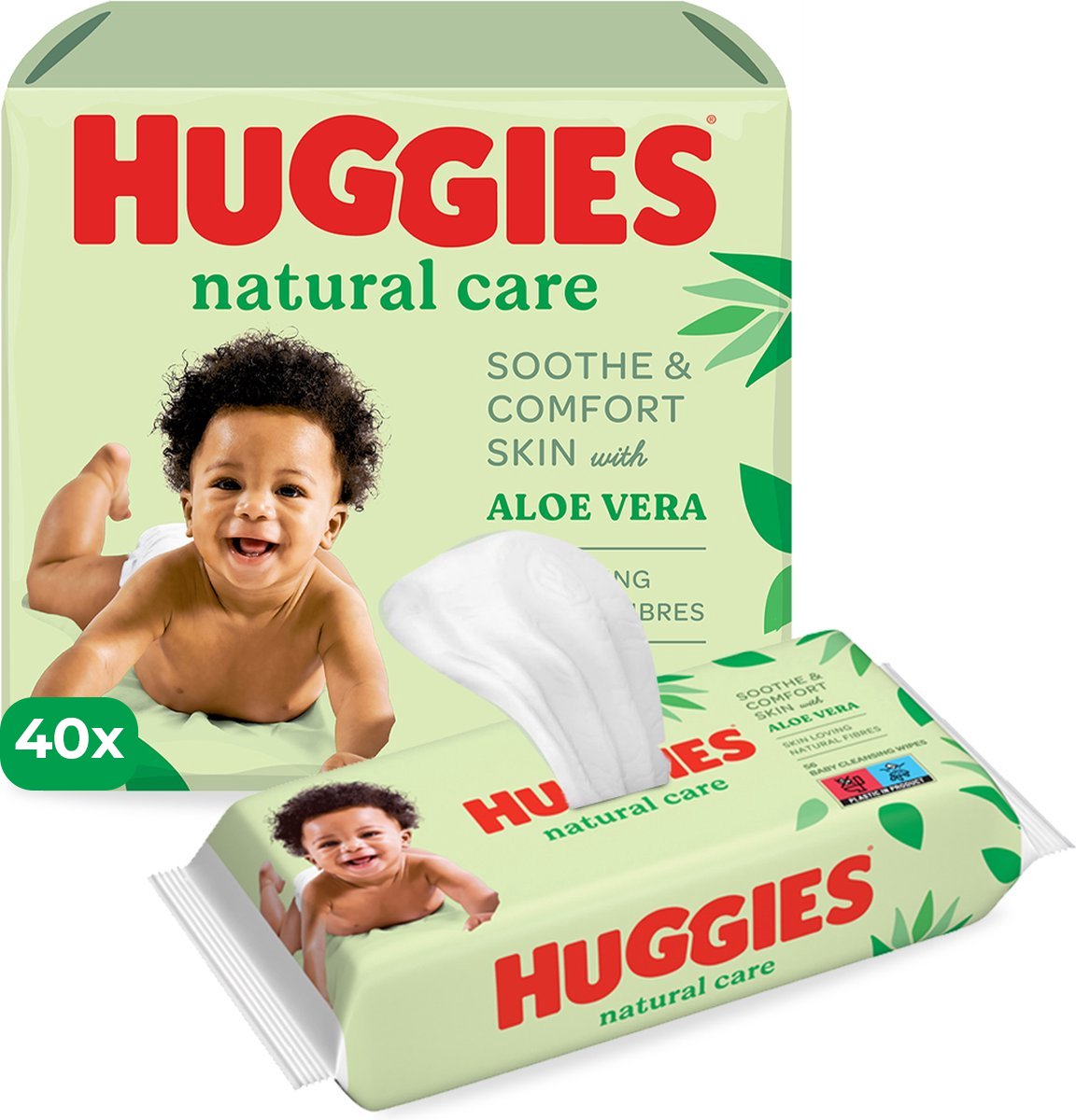 Lingettes Huggies - Natural Care - 40 x 56 pièces - 2040 lingettes - pack  économique