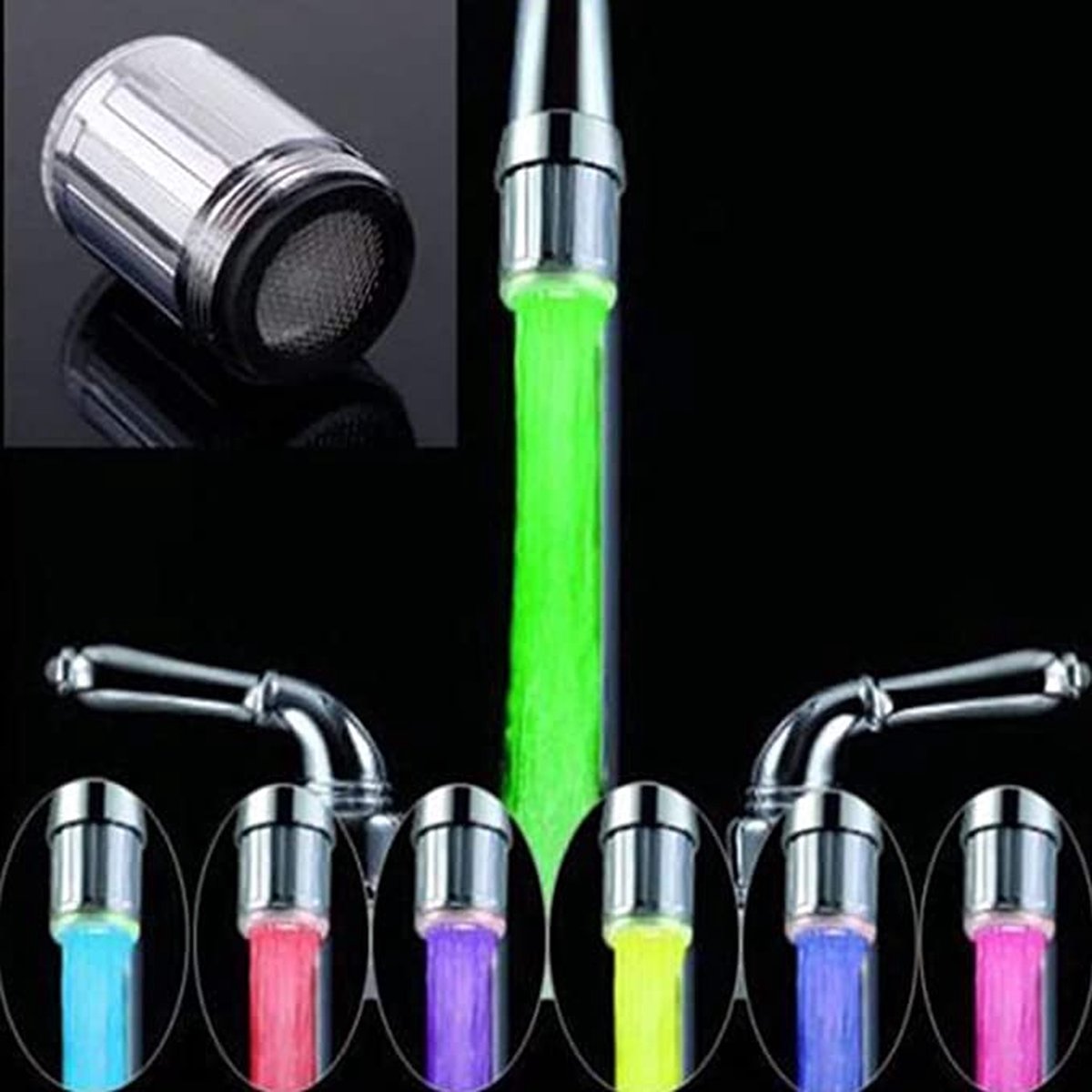 Automatische Veranderende Stream Kraan Spuitkop voor Keuken en Badkamer - LED Verlichting, Waterbesparend, 360-graden Rotatie, 3 Standen, Eenvoudig te Installeren