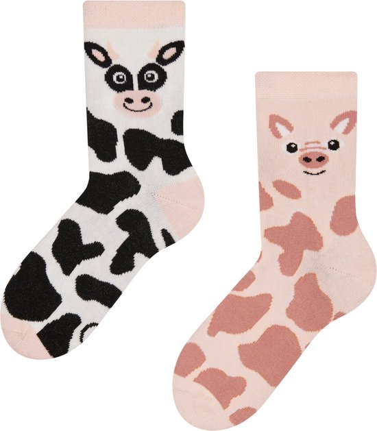 Chaussettes dépareillées pour Enfants rigolos - Vache et Cochon - Taille 23-26
