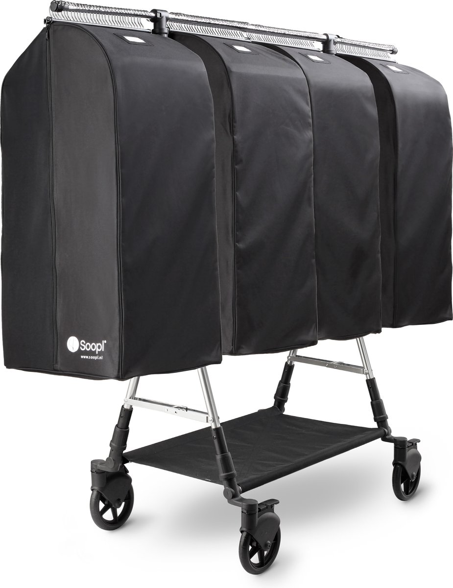 Soopl Set M - Soopl Fashion Trolley + 4 Medium Bags - Professioneel kledingrek - Mobiele garderoberek - Uitschuifbaar, inklapbaar, draagbaar - Met robuuste wielen