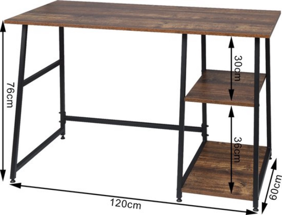 HOMCOM Omkeerbaar hoekbureau, modulair, bureau, met opbergruimte, 168