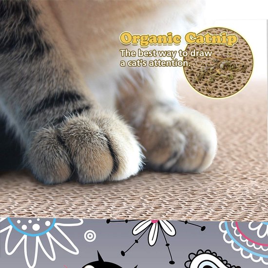 pecute Krabmatten voor Katten Krabpads Kattenkrabplank Krabkarton voor Katten, Omkeerbaar van Karton met biologische kattenkruid (S 1-pack