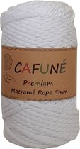 Cafuné Macrame Touw-Premium -Wit-5mm-40 meter-Gerecycled Katoen-Koord-Garen-Triple Twist-Uitkambaar