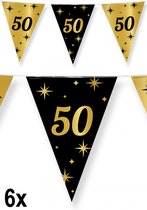 6x Luxe Vlaggenlijn 50 zwart/goud 10 meter - Classy - Dubbelzijdig bedrukt - Abraham Sarah festival thema feest party