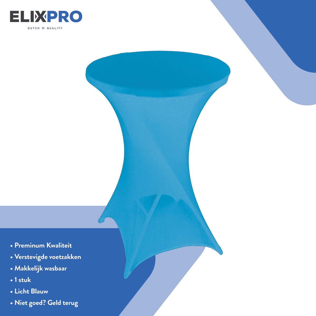 ElixPro - Premium statafelrok Licht blauw 1x - ∅80 x 110 cm - Tafelrok- Statafelhoes - Tafelhoezen voor statafel - Staantafelhoes - Extra dik voor een Premium uitstraling - oceaan blauw