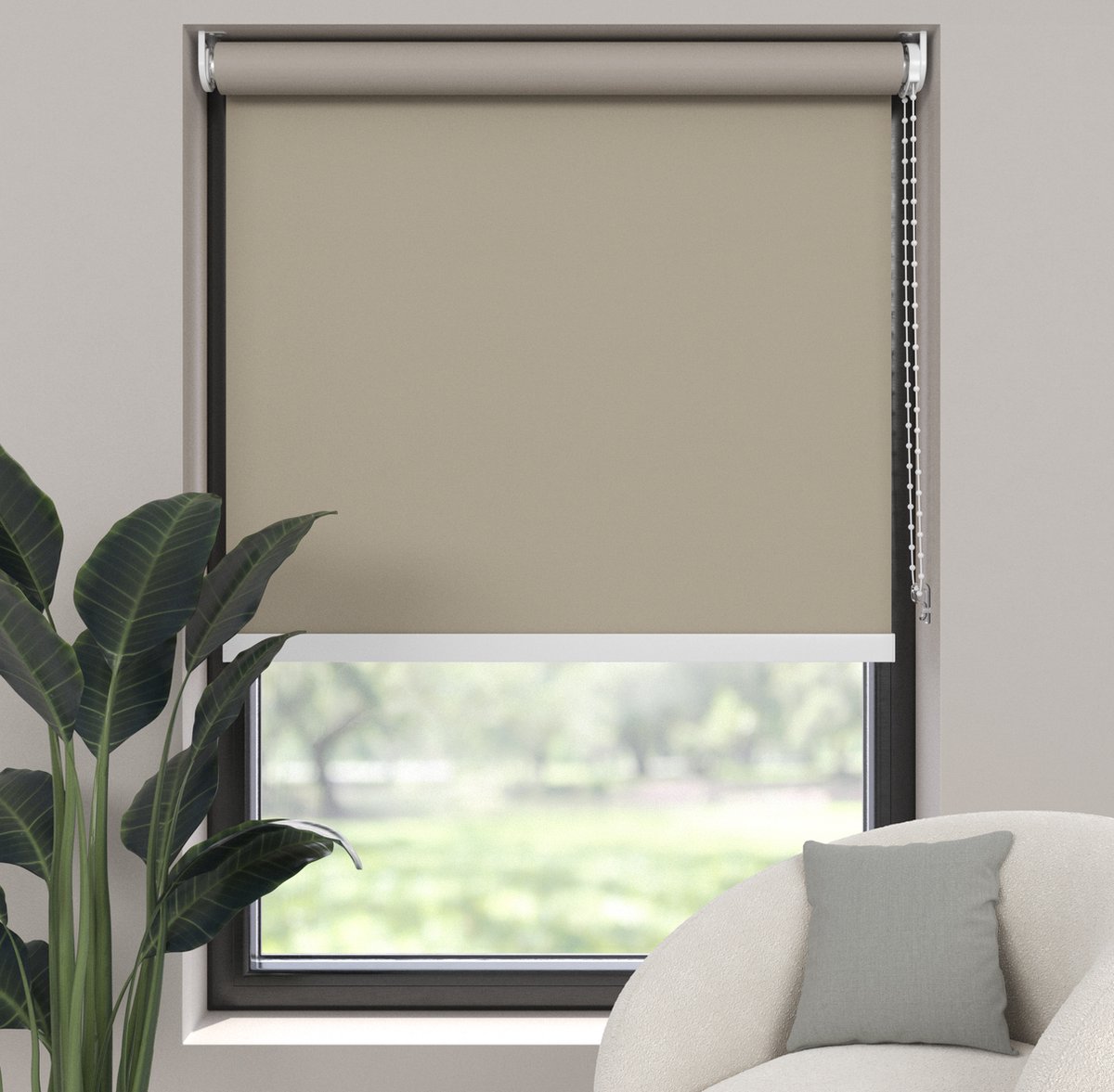 Dutchblinds Rolgordijn - verduisterend - Sand - 45x190cm - Raamdecoratie op maat