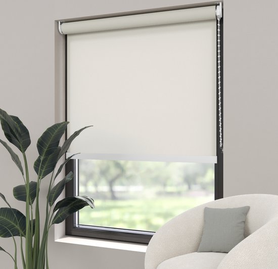 Dutchblinds Rolgordijn - lichtdoorlatend - Parel Wit - 105x275cm - Raamdecoratie op maat