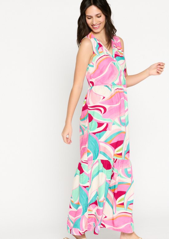 LolaLiza Maxi-jurk met grafische print - Dark Pink - Maat 44 | bol.