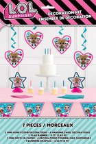 LOL Surprise - LOL Surprise - Ensemble de décoration d'anniversaire - Guirlande - Tourbillons de plafond - Décoration de table - Fête d'enfants - Décoration - Soirée à thème.