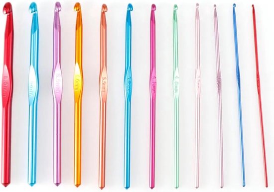 SVH Company Ergonomische Haaknaaldenset - Aluminium Crochet - Haken Haaknaaldenset - 12 Stuks