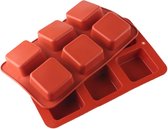 Bakvorm Siliconen - vierkant vorm - Silicone Mold - Muffin, Pudding, Cheesecake - 6 vormpjes