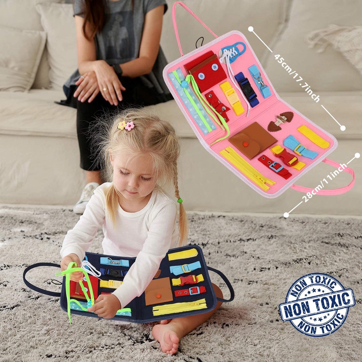 Do-Electr Busy Board Montessori, Planche Activité Montessori Tableau  Montessori Développer la Motricité Fine pour Enfants 1 2 3 Ans : :  Jeux et Jouets