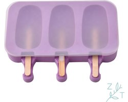 ZijTak - IJsjesvorm + 50 gratis stokjes - Siliconen - 3 stuks - Pastel paars - Waterijs - Bakvorm - Fruitijs - Yoghurt ijs - ijslolly - Ijsjes - Zomer