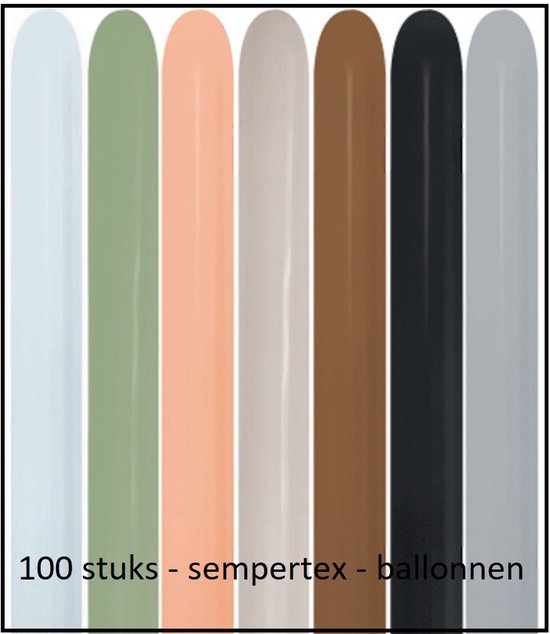 Plooiballonnen- 100stuks - 260s - Sempertex - Earthy - Natural colors - Professionele kwaliteit