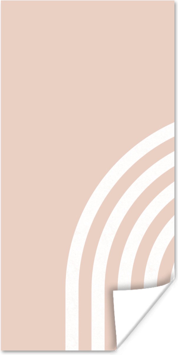 Poster Abstract - Kunst - Regenboog - Wit - Roze - 40x80 cm