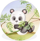 WallCircle - Wandcirkel ⌀ 140 - Jungle - Panda - Liaan - Ronde schilderijen woonkamer - Wandbord rond - Muurdecoratie cirkel - Kamer decoratie binnen - Wanddecoratie muurcirkel - Woonaccessoires