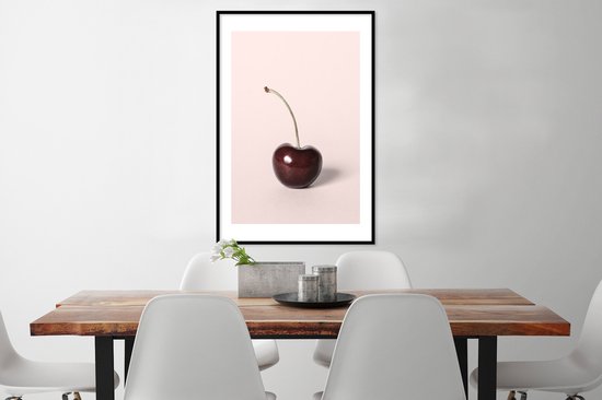 Fotolijst incl. Poster - Kers - Fruit - Rood - Stilleven - 60x90 cm - Posterlijst