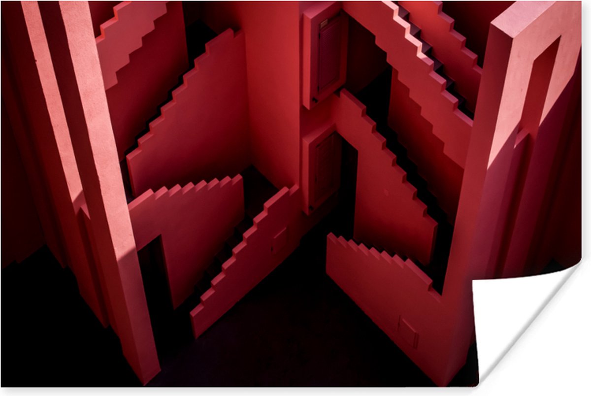 Poster Roze - Architectuur - Trappen - 60x40 cm