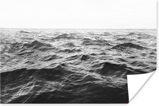 Poster Zee - Water - Natuur - Zwart wit - 30x20 cm