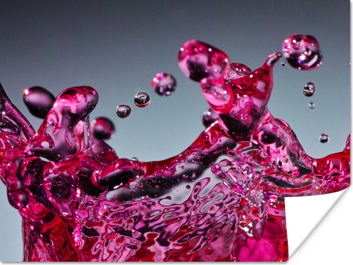 Poster Water - Abstract - Roze - Druppels - 80x60 cm