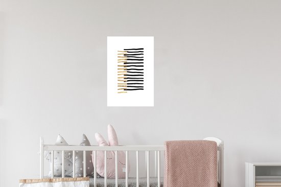 Muurstickers - Sticker Folie - Lijn - Goud - Design - 20x30 cm - Plakfolie - Muurstickers Kinderkamer - Zelfklevend Behang - Zelfklevend behangpapier - Stickerfolie