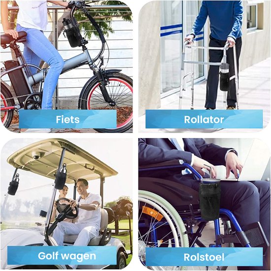 YONO Bidonhouder met Klittenband - Universeel geschikt voor Fiets / Racefiets / Mountainbike / Kinderwagen / Buggy - Flessen / Beker Houder Verstelbaar - Zwart van YONO. — afbeelding 3