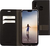 Mobiparts hoesje geschikt voor Huawei P20 Lite (2018) - Saffiano Wallet/Portemonnee hoesje - Magneet Sluiting - 3 Opbergvakken - Zwart